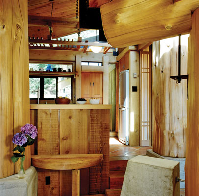The home's many windows and skylights allow sunlight to pour inside, keeping the home airy and light and helping to reduce winter heating bills.